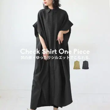 antiqua 블랙 체크 셔츠 원피스 롱 프리 사이즈