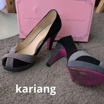 KariAng 카리앙 오픈토 하이힐 블랙 그레이 뒷면 핑크