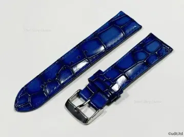 러그 폭 22mm 크로커다일 패턴 손목시계 가죽 벨트 시계 밴드 블루