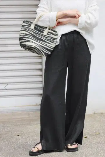 저널 스탠다드 리룸 린넨 슬릿 이지 팬츠 블랙 38
