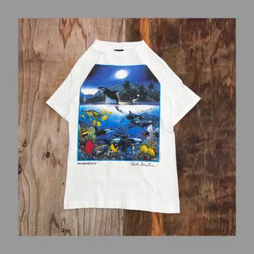 90s 라센 티셔츠 화이트 싱글 VINTAGE USA제 아트