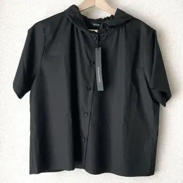 mizuiro ind 개더 칼라 하프 슬리브 셔츠
