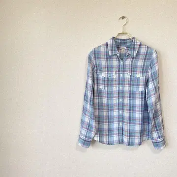 새상품급 L.L.Bean 린넨 100% L/S 셔츠 M 마드라스 체크