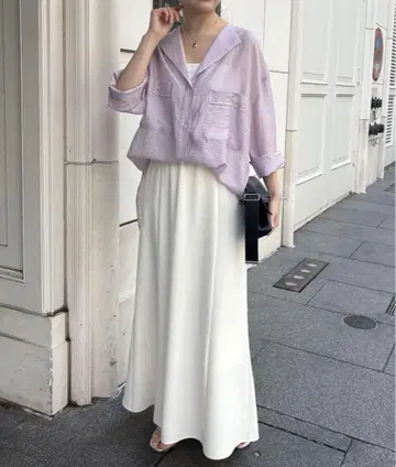 콜라주 빈티지 라이크라 라펠 칼라 셔츠 긴팔 택 포함