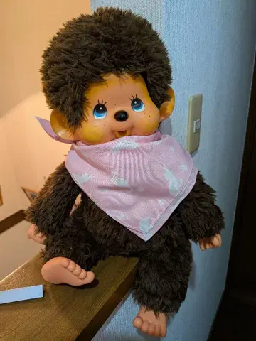 초대 몬치치 L 사이즈 원숭이 약 45cm 파란 눈 쇼와 레트로 세키구치