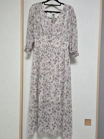 꽃무늬 7부 소매 롱 원피스