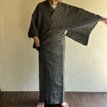 남자용 유카타, 재봉 완료, 면 린넨, 신축성 있음