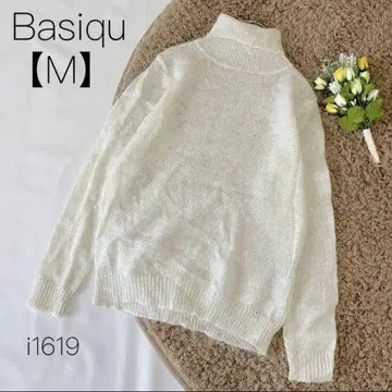 Basiqu 모헤어 시어 터틀넥 스웨터 라메 화이트 [M]