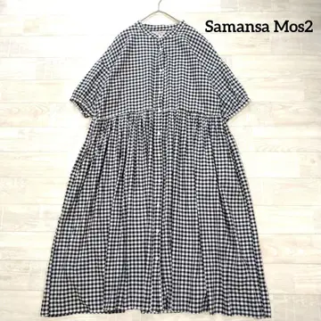 Samansa Mos2 사만사 모스모스 깅엄 체크 개더 원피스 F