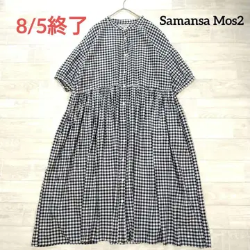 Samansa Mos2 사만사 모스모스 깅엄 체크 개더 원피스 F