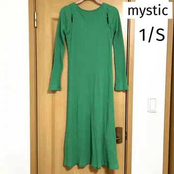 mystic 컷 아웃 리브 원피스 그린 S 사이즈