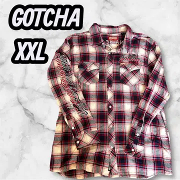 GOTCHA 남성용 플란넬 셔츠 XXL 로고 백 프린트 겉옷 빅 루즈