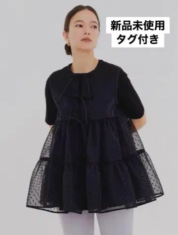 Yori yori 새상품 베스트 도트 블랙 티어드