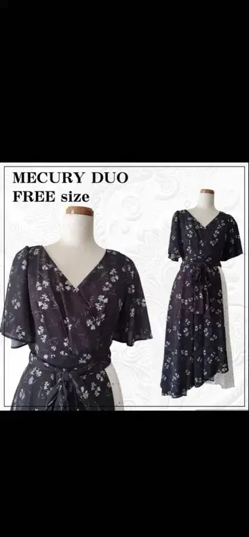 컨디션 최상 MECURY DUO 원피스 꽃무늬 도트 롱 F 프리
