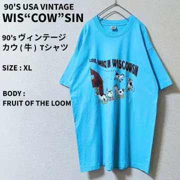 90's USA 위스콘신 애니멀 카우 소 티셔츠 XL