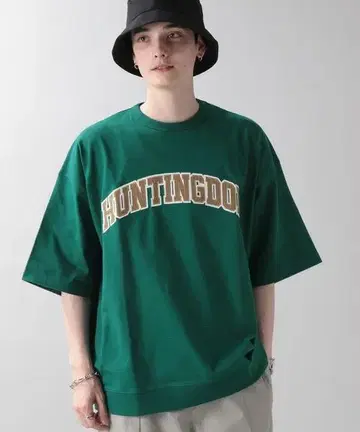 시그널 스포츠 와펜 칼리지 로고 자수 반팔 티셔츠 그린