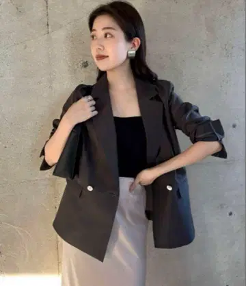 anuans 에어리 시어 자켓 차콜 그레이 M