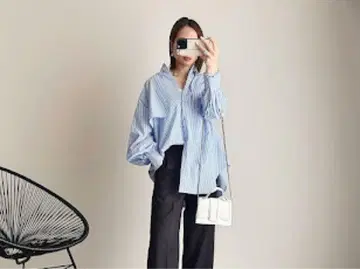 51 셔츠 변형 스트라이프 드롭 숄더 여성