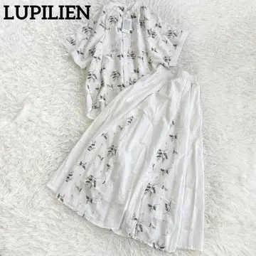 LUPILIEN 루즈한 빅 사이즈 화이트 꽃무늬 코튼 셋업