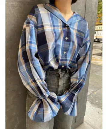 MOUSSY CANDY SLEEVE INDIGO 블라우스