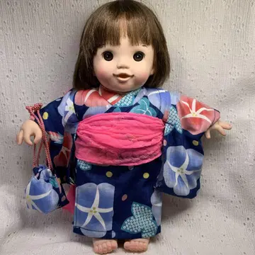 포포짱 사이즈 나팔꽃 패턴 유카타 헤이코 오비 복조리