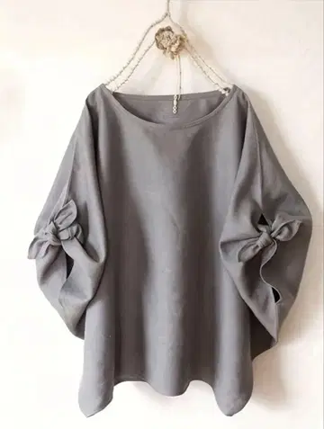 그레이 벌룬 슬리브 셔츠