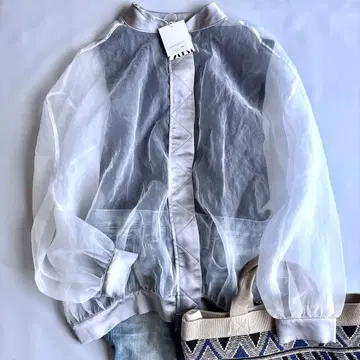 택 포함 새상품급 자라 ZARA 스케스케 봄버 자켓 M-L