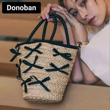 Donoban select 잡화 리본 포함 버킷 토트 블랙 리본 카고 백