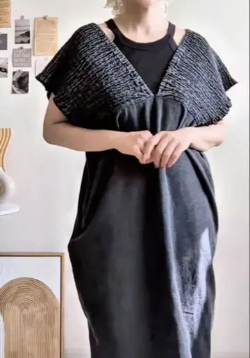 새상품 데님 셔링 원피스 M 사이즈 블랙 카스타네풍 시마무라
