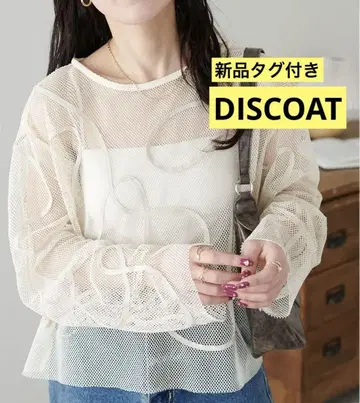 택 포함 새상품 WEB 한정판 코드 자수 풀오버 M 베이지 DISCOAT