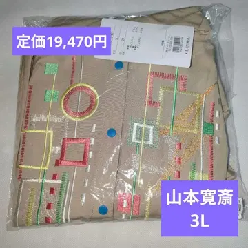 새상품 야마모토 간사이 슈퍼 레이디 그래픽 자수 셔츠 블라우스 모카 3L