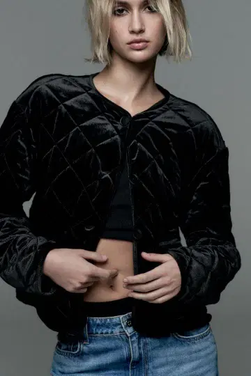 ZARA 자라 벨벳 블루종 블랙 S