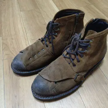 브라운 스웨이드 워크 부츠 지퍼