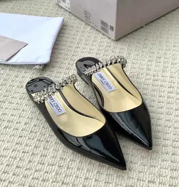 JIMMY CHOO 블랙 스틸레토 슬립온 37