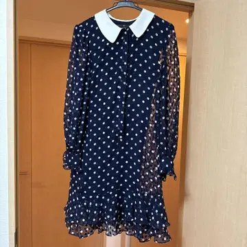 KIMIJIMA 네이비 도트 무늬 원피스