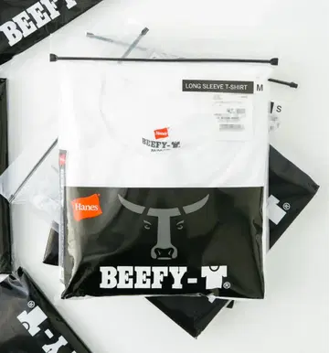 2장 세트 Hanes BEEFY-T 긴팔 티셔츠 L/G 화이트