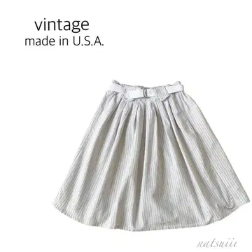 빈티지 vintage USA제 벨트 스트라이프 플레어 스커트