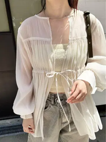 mystic 시어 티어드 튜닉 아이보리