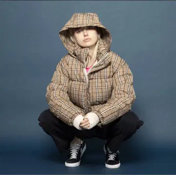 시루무린 체크 다운 자켓 베이지 searoomlynn