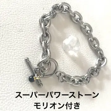 모리온이 세팅된 실버 팔찌 스테인리스 스틸 21cm