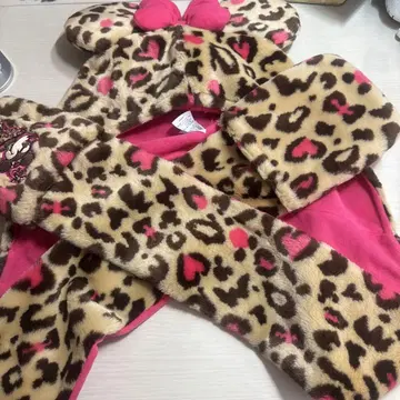 미니 레오파드 무늬 팬 캡 머플러 캡