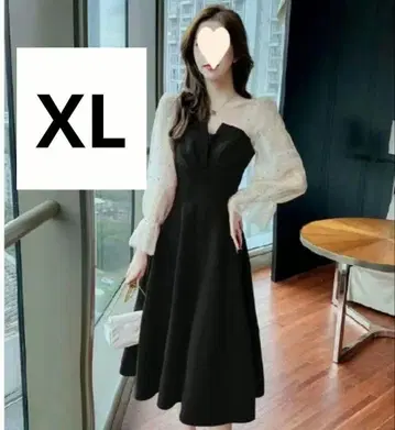 경사에 XL 사이즈 블랙 긴팔 원피스 포멀 결혼 파티