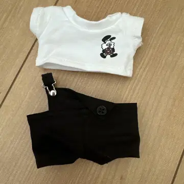 인형 의류 세트 화이트 티셔츠 블랙 오버롤