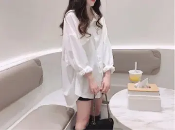 54상의 오버 사이즈 한국 성숙/러블리 빅 실루엣 화이트