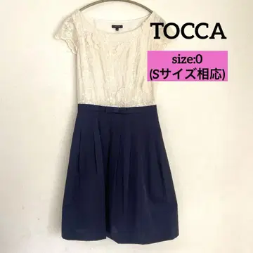 TOCCA 반팔 무릎 기장 원피스 사이즈 0 화이트 네이비 토카