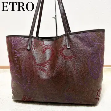 레어 에트로 ETRO PVC 토트백 페이즐리 무늬 올 패턴 자수 퍼플