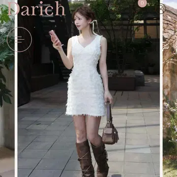 Darich 트위드 프린지 미니 원피스