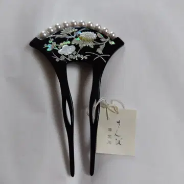 블랙 컬러 펄 장식 헤어콤 일본제