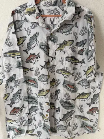 Croft & Barrow 물고기 패턴 알로하 셔츠 2XL