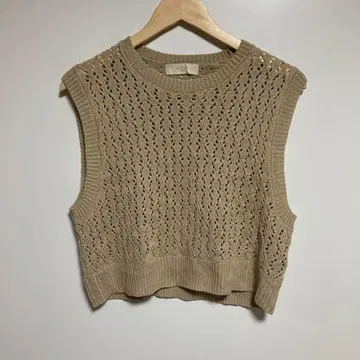 B:MING by BEAMS 베이지 레이스 니트 베스트 슬리브리스